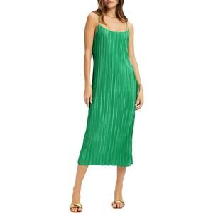NWT Good American Always Fits Summer Green Plissé Slip Midi Dress Size 1/2 S/M